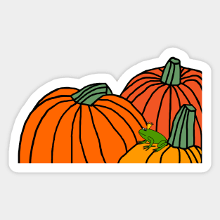 Cute Frog Prince and Pumpkins Sticker